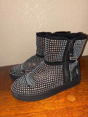 Women's Black Crystal-Embellished Ankle Booties